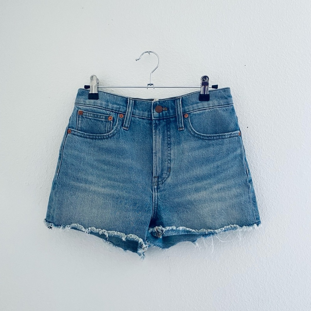Madewell Denim Blue Frayed Hem Shorts